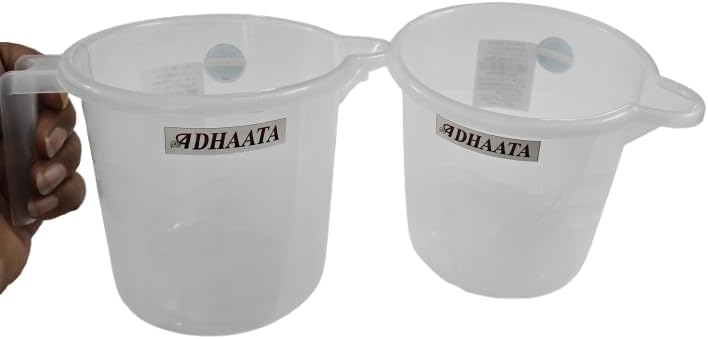 Bathing Mug, 1.5 Liter Capacity, Certified Water Bath Mug, LAHER (Pack of 2) (TRANS WHITE)