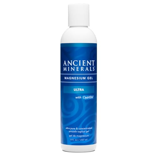 Ancient Minerals Magnesium Gel Ultra with OptiMSM and Aloe Vera - Topical Magnesium Gel Formula with MSM Best Used for Massage and Topical Application (8oz)