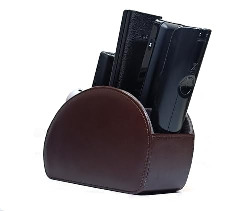 Connected Essentials Remote Control Holder Brown 5 Compartment TV Remote Organiser and Office Tidy, Living Room and Bedroom TV Control Storage Caddy CEG-10