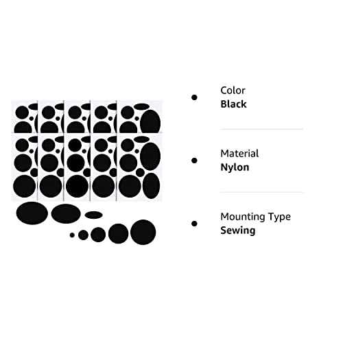 80 Pieces Down Jacket Patches Nylon Repair Tape Self-Adhesive Repair Patch with 8 Sizes for Jacket Tent Outerwear Repair, Round and Oval Shape (Black)