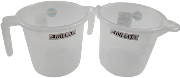 Bathing Mug, 1.5 Liter Capacity, Certified Water Bath Mug, LAHER (Pack of 2) (TRANS WHITE)