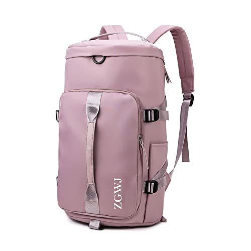 ZGWJ Sports Gym Bag with Wet Pocket & Shoes Compartment, Waterproof Shoulder Weekender Bag for Women and Men Swim Sports Travel Duffel Bag Lightweight and easy Carry on Pink