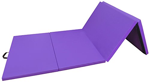 BalanceFrom All Purpose 4'x10'x2" Extra Thick High Density Anti Tear Gymnastics Gym Folding Exercise Aerobics Mats, Purple