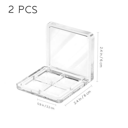 Beaupretty 4 Pieces Empty Eyeshadow Pallet 4 Grids Eye Shadow Lipstick Storage Case Box Clear Makeup DIY Cosmetic Organizer Container