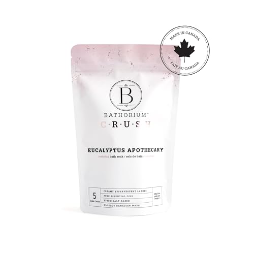 Bathorium Eucalyptus Apothecary Crush, Muscle Recovery Bath Soak, Eucalyptus & Tea Tree Oils, Post-Workout, Sinus Relief, pH-Balanced, 5+ Baths, 21 oz