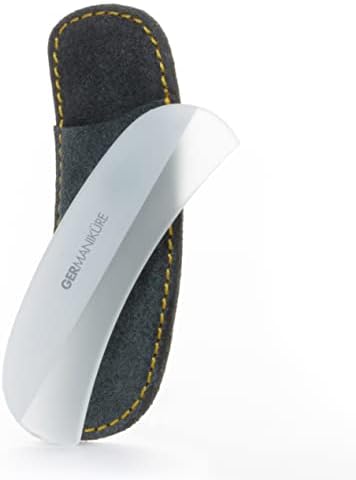 GERMANIKURE Gray Glass Moonfile in Suede Case, Ethically Made in Czech Republic, Easy Guided Nail File