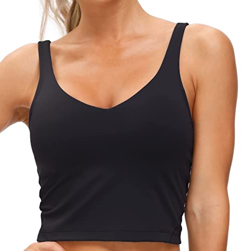 Women’s Longline Sports Bra Wirefree Padded Medium Support Yoga Bras Gym Running Workout Tank Tops (Lavender Grey, X-Large)