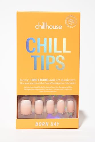 Chillhouse - Chill Tips, Press on Nails Kit - Born Day (Square) - 24 Nail Shapes & Sizes - Up to 3 Weeks of Wear - Customizable Fit - Reusable - Latina Founded & Women Owned - Beauty & Self Care