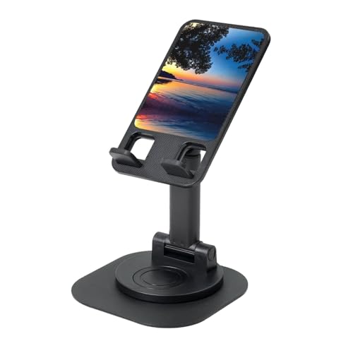 Evening Sunset On The Beach Cell Phone Stand 360° Adjustable Desktop Phone Holder Cradle Compatible With Most Mobile Phones Black
