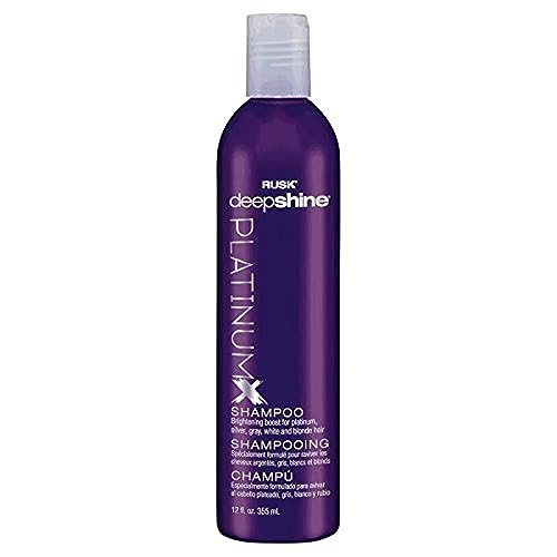 RUSK Deepshine PlatinumX Shampoo, Gentle Cleansing, Brightening Color Boost for Platinum, Silver, Gray, White, and Blonde Hair, 12 oz