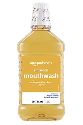 Amazon Basics Antiseptic Mouthwash, Original Flavor, 1.5 Liter, 50.7 ounce (Pack of 4) (Previously Solimo)