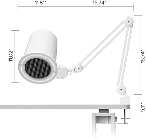 4BLANC® Alize Original Vacuum Nail Dust Collector for Pedicure with Built-in Dimmable LED Lamp, Certified HEPA 11 Medical Grade Replaceable Filter, and Universal Table Mount