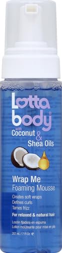 Lottabody Coconut Oil & Shea Curl Mousse | Anti-Frizz, Soft Wraps | 7 Fl Oz (2-Pack)