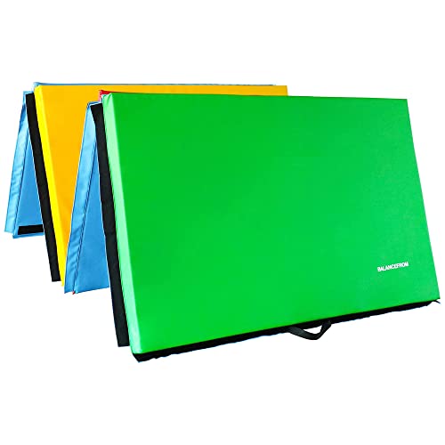 BalanceFrom All Purpose 4'x10'x2" Extra Thick High Density Anti Tear Gymnastics Gym Folding Exercise Aerobics Mats, Multi-Color