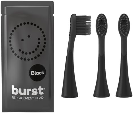 BURST Genuine Replacement Heads for Original Sonic Electric Toothbrush (Black/3 Pack) | Ultra Soft Bristles for a Deep Clean | Stain & Plaque Removal