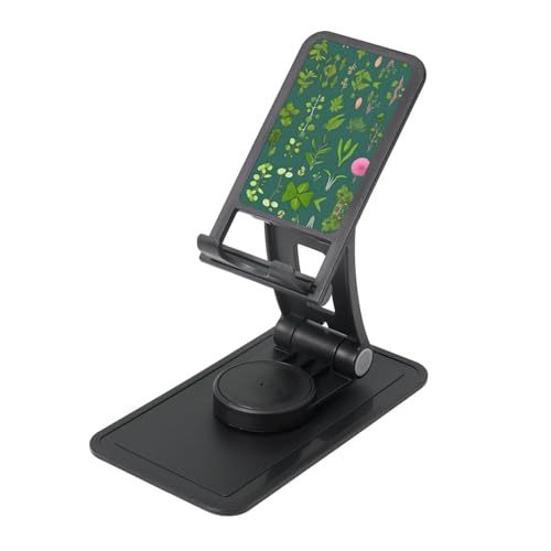 Flowers and Plants Cell Phone Stand 360° Adjustable Foldable Desktop Phone Holder Cradle Compatible with Most Mobile Phones Black