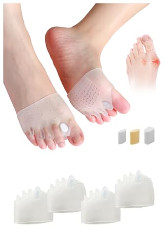 Adjustable Hyggear Silicone Toe Separators, 2 Pairs Spacers Bunion Corrector for Women Men, Ball of Foot Cushions for Overlapping Hammer Big Toes