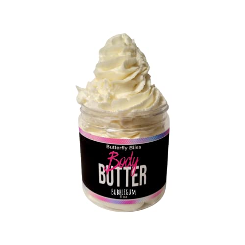 Bubblegum Whipped Body Butter, natural lotion, organic, 8oz jar, made with shea butter, mango butter, coconut oil, almond oil