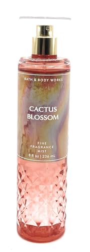 Bath and Body Works Cactus Blossom Fine Fragrance Mist 8 Fluid Ounce Body Spray Diamond Plate Decorative Bottle, Orange (2023 Limited Edition)
