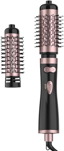 ANWA Rotating Hair Dryer Brush, 4-in-1 Hot Air Styler and Rotating Brush, Rotating Blow Dryer Brush with 2 Detachable Brushes(1.5"& 2"), Black