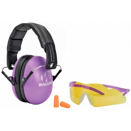 Walker's Youth and Women's Passive muff and Glasses combo, Purple