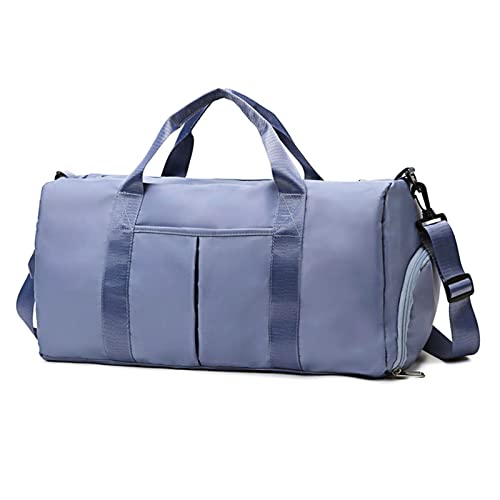 ZGWJ Sports Gym Bag with Wet Pocket & Shoes Compartment, Waterproof Shoulder Weekender Bag for Women and Men Swim Sports Travel Gym Bag Lightweight and easy Carry on Blue