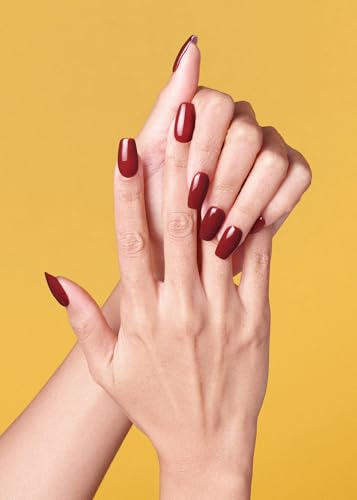 ohora Semi Cured Gel Nail Strips (N Chilly) - Red, Solid, Works with Any UV/LED Lamps, Salon-Quality, Long Lasting, Easy to Apply & Remove - Includes 2 Prep Pads, Nail File & Wooden Stick