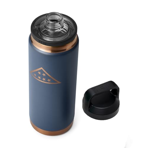 YETI Rambler 26 oz Bottle, Vacuum Insulated, Stainless Steel with Chug Cap, Folds of Honor - Navy