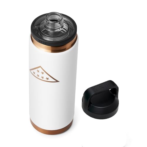 YETI Rambler 26 oz Bottle, Vacuum Insulated, Stainless Steel with Chug Cap, Folds of Honor - White