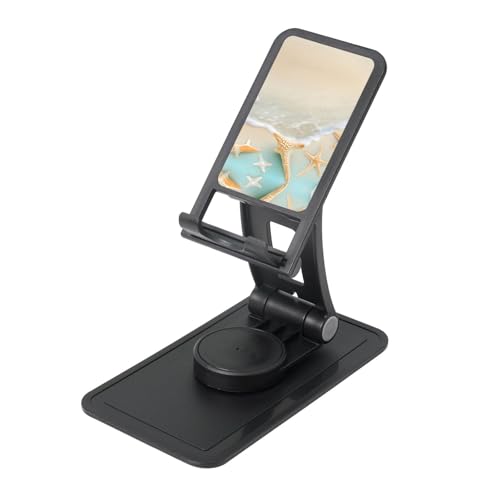 Beach Starfish Cell Phone Stand 360° Adjustable Foldable Desktop Phone Holder Cradle Compatible with Most Mobile Phones Black