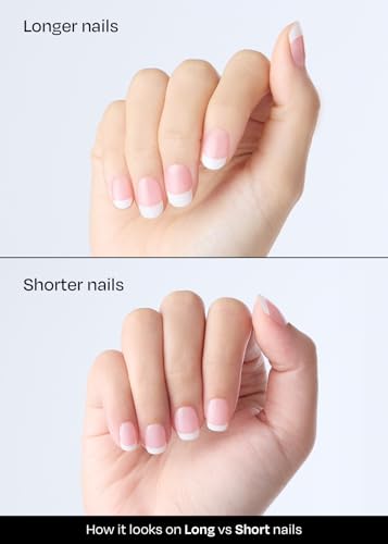 ohora Semi Cured Gel Nail Strips (N Essential French) - White, French, Works with Any UV/LED Lamps, Salon-Quality, Long Lasting, Easy to Apply & Remove - Includes 2 Prep Pads, Nail File & Wooden Stick