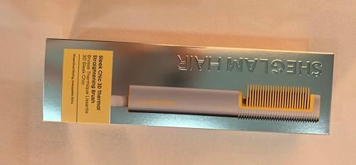 SHEGLAM Straightener Brush 3D Ionic Hair Straightening Brush with 24K Gold Heated Comb, Anti-Scald Design, 60s Fast Heat-Up, Auto-Off, Frizz Control, Sleek & Smooth Styling