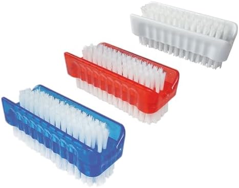LOLA Products Classic Hand & Nail Brush, 2 Sided - Soft & Stiff, Comfortable No-Slip Grip, Cleans Hands & Fingernails, Assorted Colors, 3 Pack