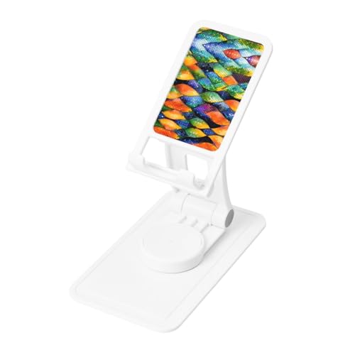 Rainbow Fish Scale Cell Phone Stand 360° Adjustable Foldable Desktop Phone Holder Cradle Compatible with Most Mobile Phones White