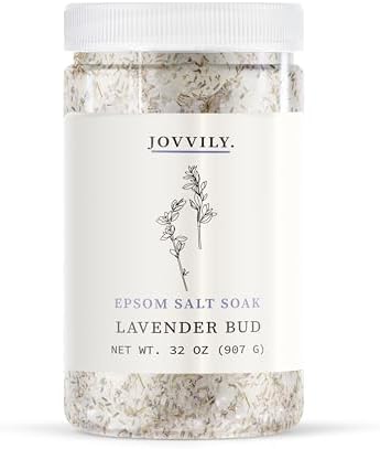 Epsom Salt Soak with Lavender Buds & Lavender Essential Oil - 2 lb - Always Pure - Magnesium Sulfate Soaking Solution
