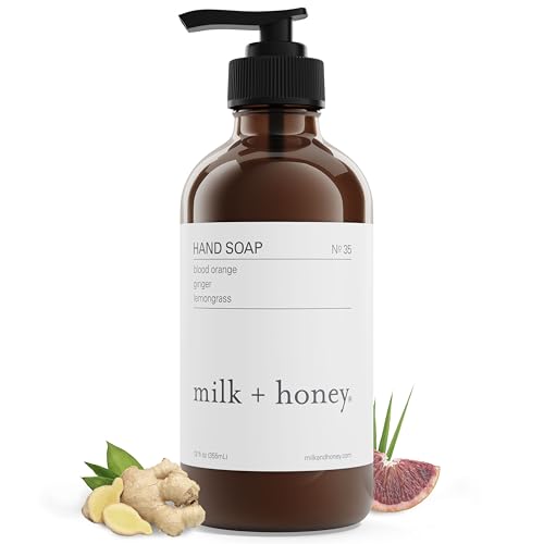 milk + honey Liquid Hand Soap No. 35, Moisturizing Hand Soap with Blood Orange, Lemongrass, and Ginger, Bright and Citrus Natural Hand Soap, 12 Fl Oz