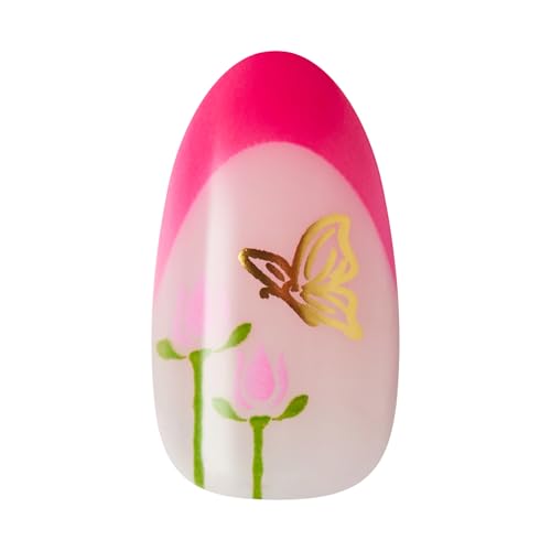 WICKED X imPRESS Press On Nails, New Improved Adhesive, Up To 10 Day Hold, ‘Unlikely Friendship’, Pink, Medium Almond, Includes 30 Fake Nails, 1 Prep Pad, 1 Manicure Stick, 1 Mini File