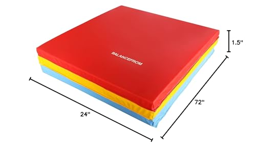 BalanceFrom Folding Gymnastics Mat Home Gym Floor Tumbling Equipment, Multicolor