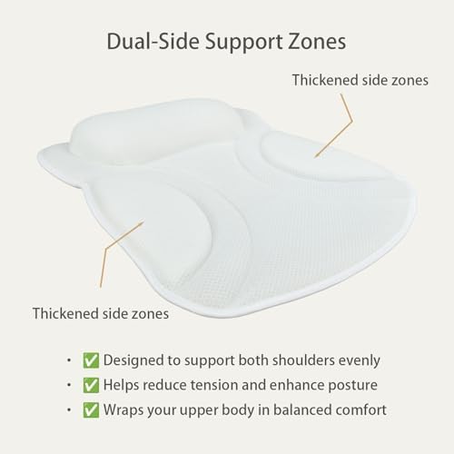 2025 Upgraded Bath Pillows for Tub, Extra Thick Double-Ring Back Support, Enhanced Quick-Dry Fabric, Luxury Bathtub Pillow for Head, Neck & Back, Non-Slip Spa Cushion, Ideal Gift for Relaxation
