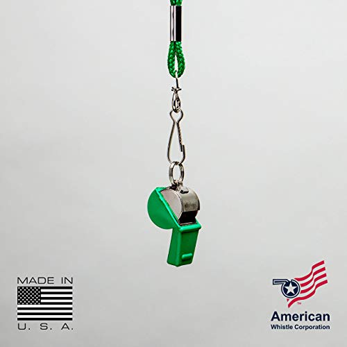 American Whistle Corporation American Classic Whistle - 126 db Solid Brass Whistle with Lanyards and Safe-T-Tip - Made in America (Green)