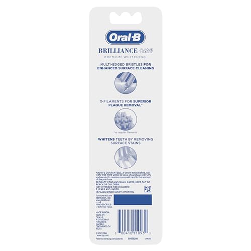 Oral-B Brilliance Premium Whitening Toothbrush with Plaque Eraser, Medium, Sky Blue and Gray, 2 Count
