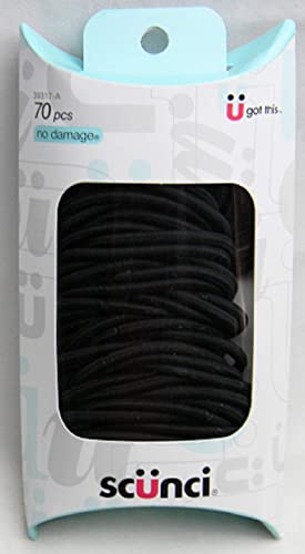 Scunci Hairbands Trend Alert, No Slip Gripe Black Elastics 70 Count, 4MM