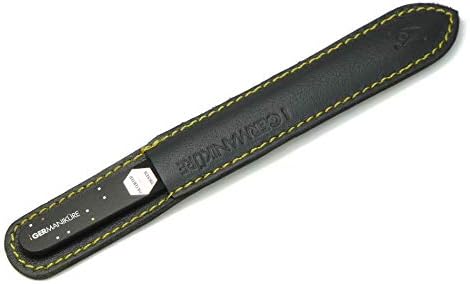GERMANIKURE Czech Crystal Glass Nail File in Suede Leather Case, Original Black Branded, Professional Manicure & Pedicure Products for Easy Shaping of Natural Nails