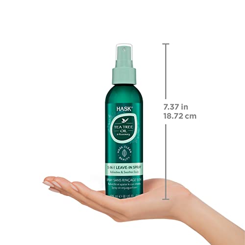 HASK Invigorating TEA TREE OIL 5-in-1 Leave In Conditioner Spray for all hair types, color safe, gluten free, sulfate free, paraben free - TEA TREE 2 PIECE SET