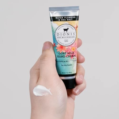 Dionis - Goat Milk Skincare Scented Hand Cream (1 oz) Set of 6, Moisturizing Lotion for Dry Skin, Good for Sensitive Skin, Cruelty-free and Paraben-free (Water Flowers & Sea Salt)