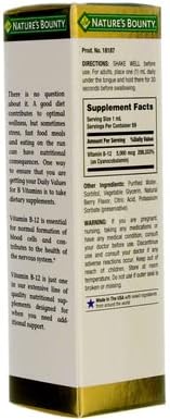 Nature's Bounty B-12 5000 mcg Sublingual Liquid Energy Health 2 oz (Pack of 2)
