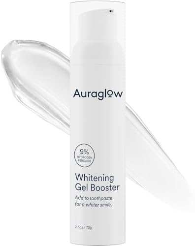 Auraglow Whitening Toothpaste Booster, Add to Toothpaste to Whiten, 9% Hydrogen Peroxide Teeth Whitening Gel Toothpaste, 350+ Whitening Treatments, 6-Month Supply, 2.6oz