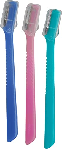 Diane D217 Small Eyebrow Facial Hair Shaper Trimmer, Dermaplaning Razor - 3 Pack