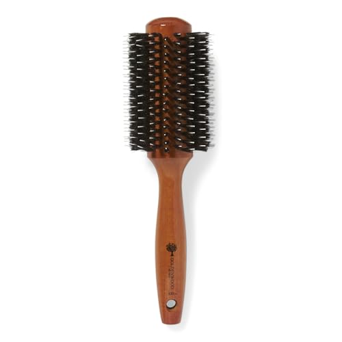 Ion Golden Wood Boar Bristle Round Brush Large, Salon Blowout, Shine & Volume
