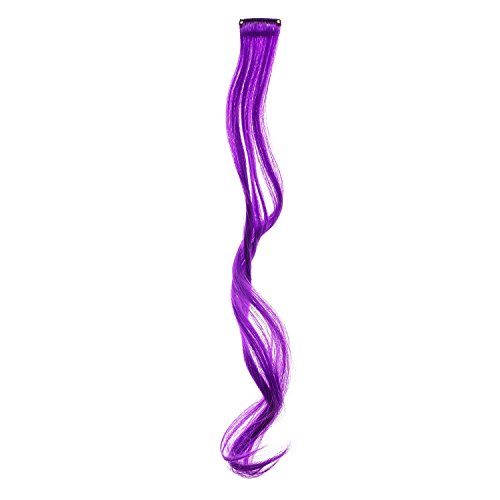 SWACC 22 Pcs Colored Party Highlights Clip on in Hair Extensions Multi-Colors Hair Streak Synthetic Hairpieces (11 Colors 22 Pcs in Set -Curly Wavy)